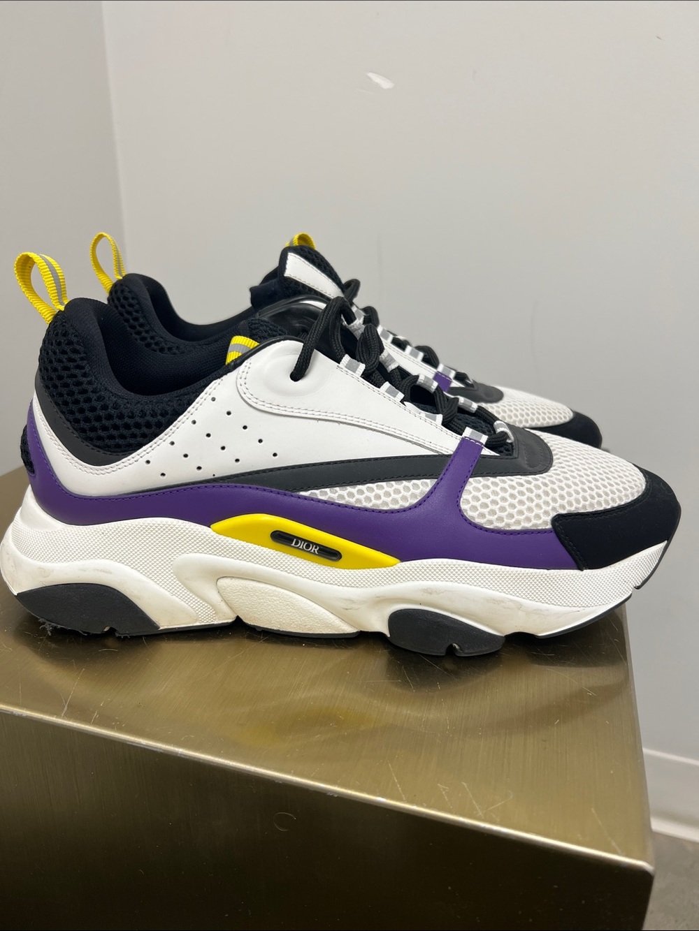 Dior White, Purple & Yellow Chunky Sneakers